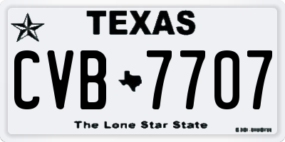 TX license plate CVB7707