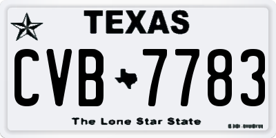 TX license plate CVB7783