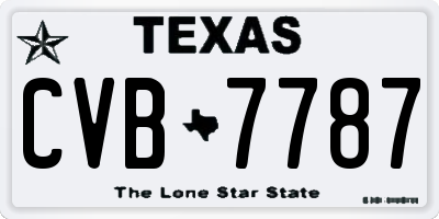 TX license plate CVB7787