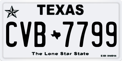 TX license plate CVB7799