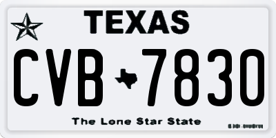 TX license plate CVB7830