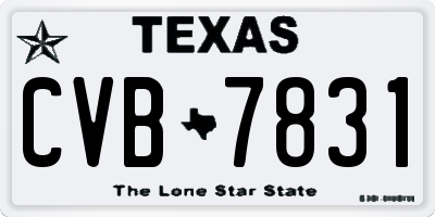 TX license plate CVB7831