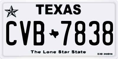 TX license plate CVB7838