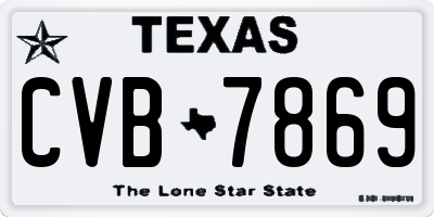 TX license plate CVB7869