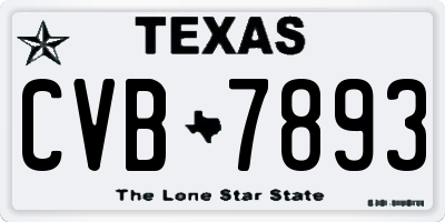 TX license plate CVB7893