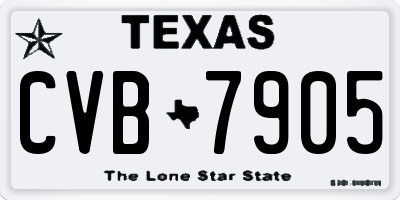 TX license plate CVB7905