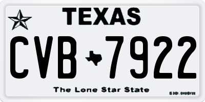 TX license plate CVB7922