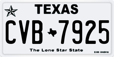 TX license plate CVB7925