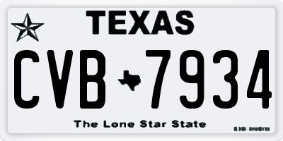 TX license plate CVB7934