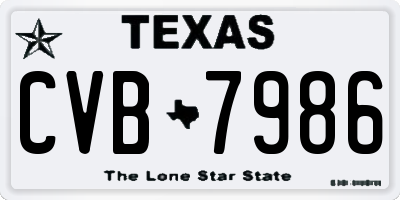 TX license plate CVB7986