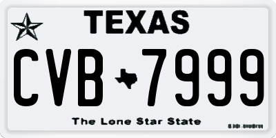 TX license plate CVB7999