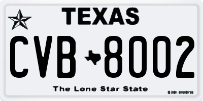 TX license plate CVB8002