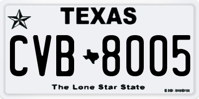 TX license plate CVB8005