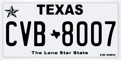 TX license plate CVB8007