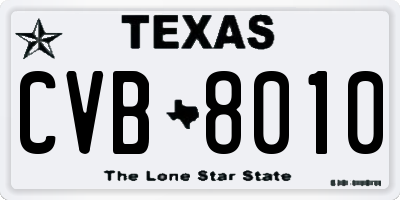 TX license plate CVB8010