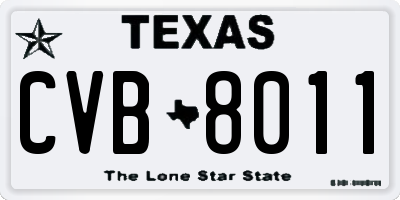 TX license plate CVB8011
