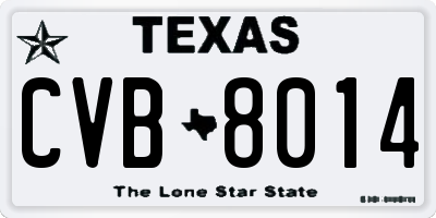 TX license plate CVB8014