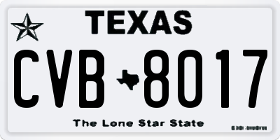 TX license plate CVB8017