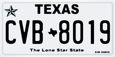 TX license plate CVB8019
