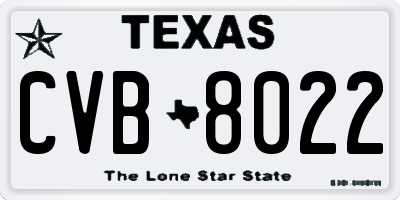 TX license plate CVB8022
