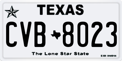TX license plate CVB8023