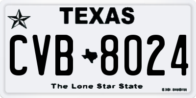 TX license plate CVB8024