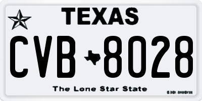TX license plate CVB8028