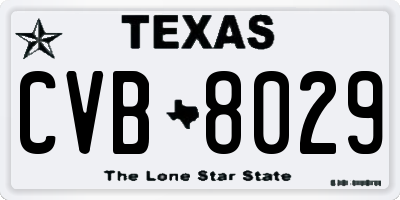 TX license plate CVB8029