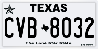 TX license plate CVB8032