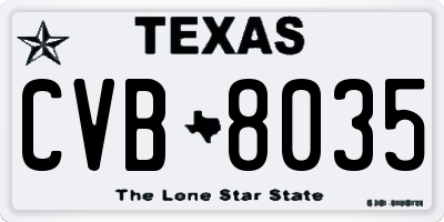 TX license plate CVB8035