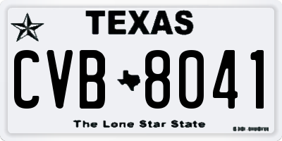 TX license plate CVB8041