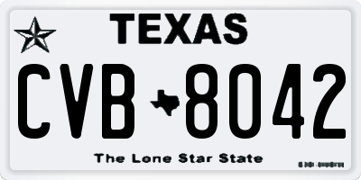 TX license plate CVB8042