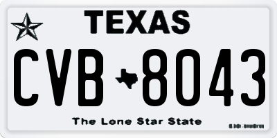TX license plate CVB8043