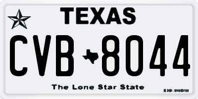 TX license plate CVB8044