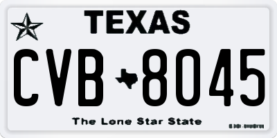 TX license plate CVB8045