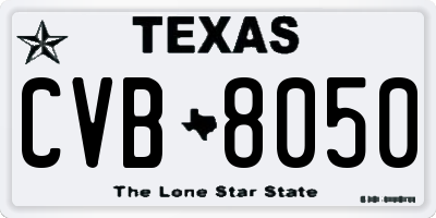 TX license plate CVB8050