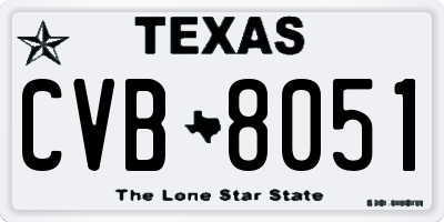 TX license plate CVB8051