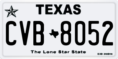 TX license plate CVB8052