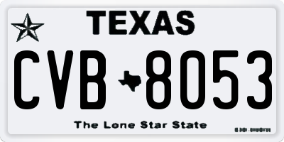 TX license plate CVB8053
