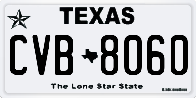 TX license plate CVB8060