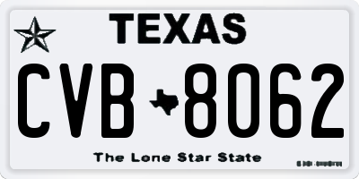 TX license plate CVB8062