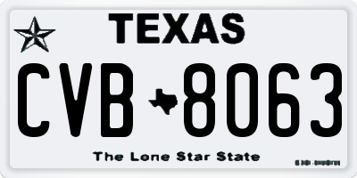 TX license plate CVB8063