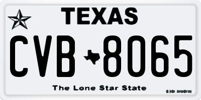 TX license plate CVB8065