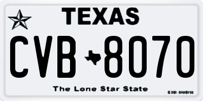 TX license plate CVB8070