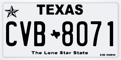 TX license plate CVB8071