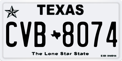 TX license plate CVB8074