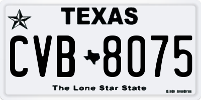 TX license plate CVB8075