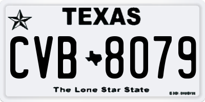 TX license plate CVB8079