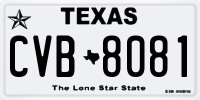 TX license plate CVB8081