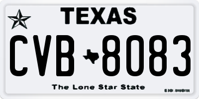 TX license plate CVB8083